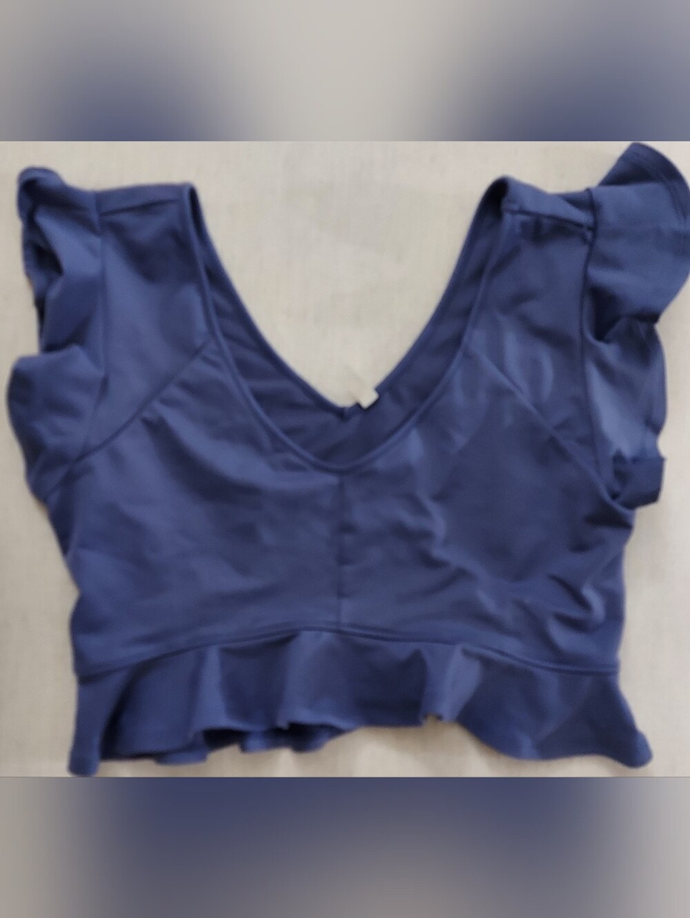 Free People Ruffle-Hem Navy Blue Crop Top. Size Large. T-604